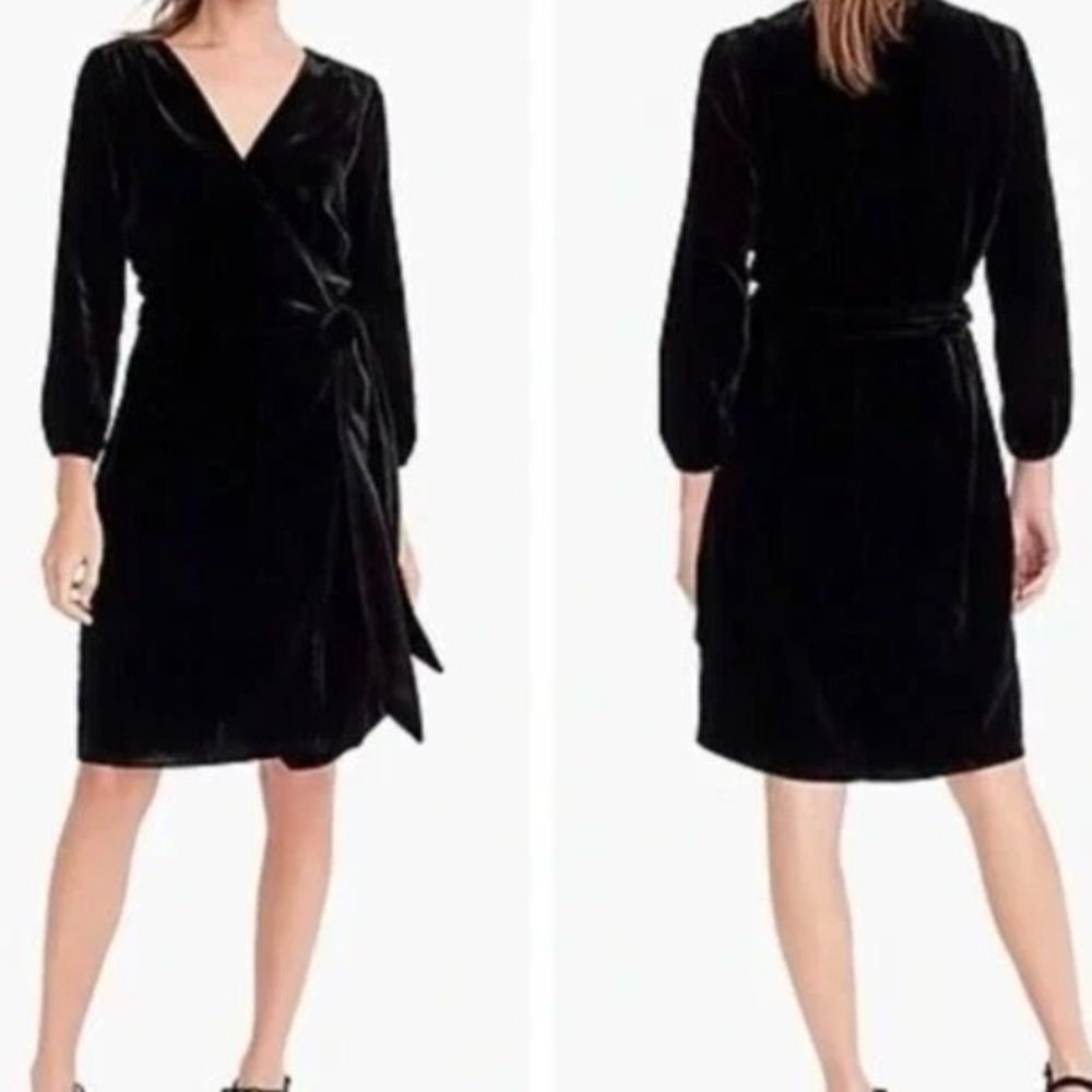 J.Crew Black Velvet Wrap Dress Size 10